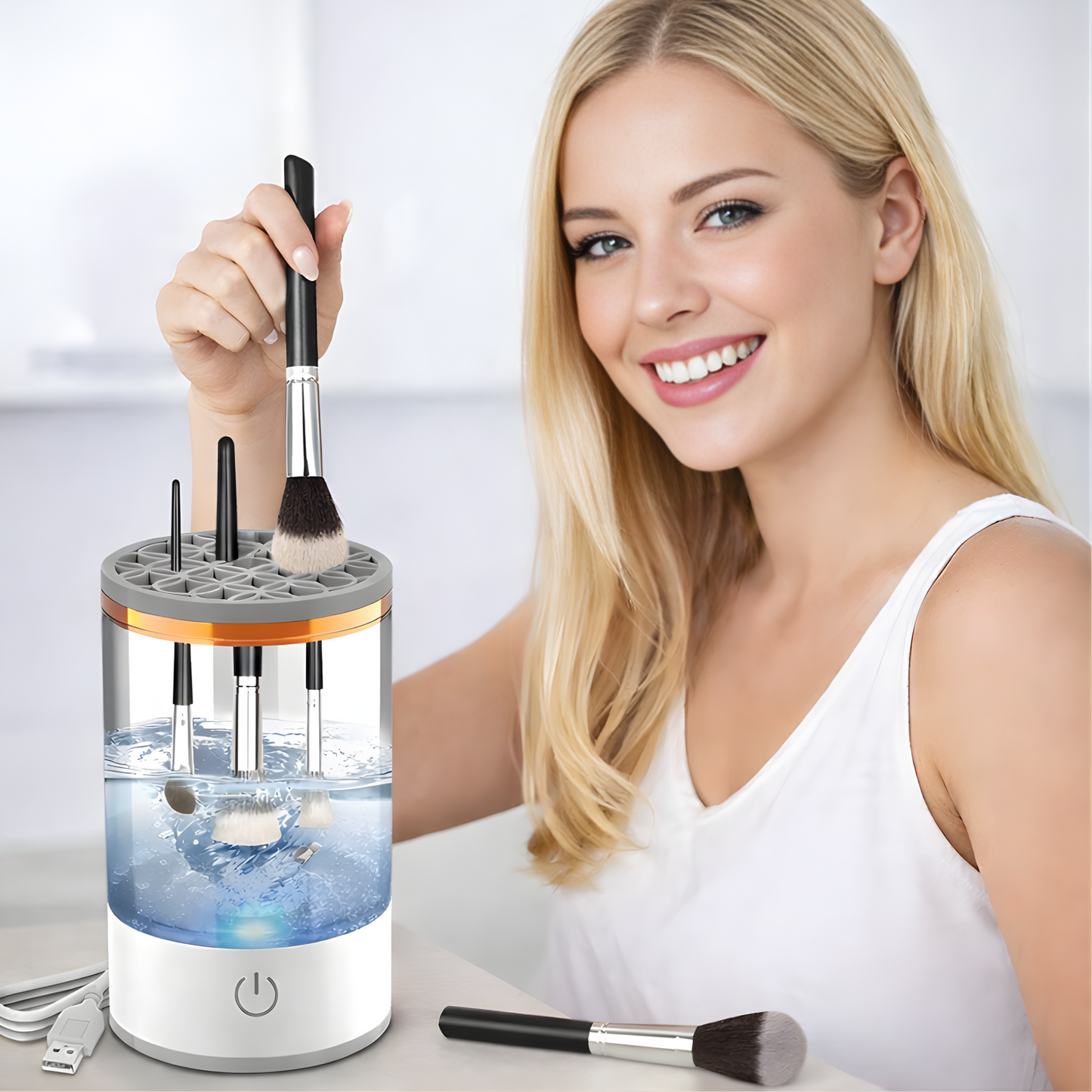 Máquina limpiadora eléctrica de brochas de maquillaje